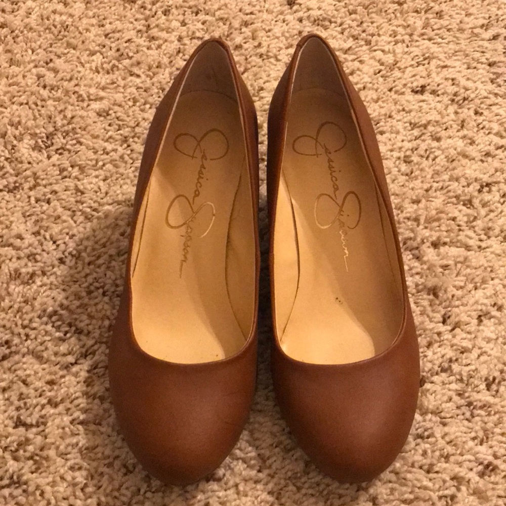 Leather wedge heels